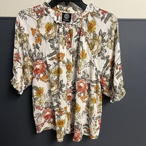 Bobeau Blouse Floral 3/4 Sleeve Multicolor Women's Xl Top‎ Shirt